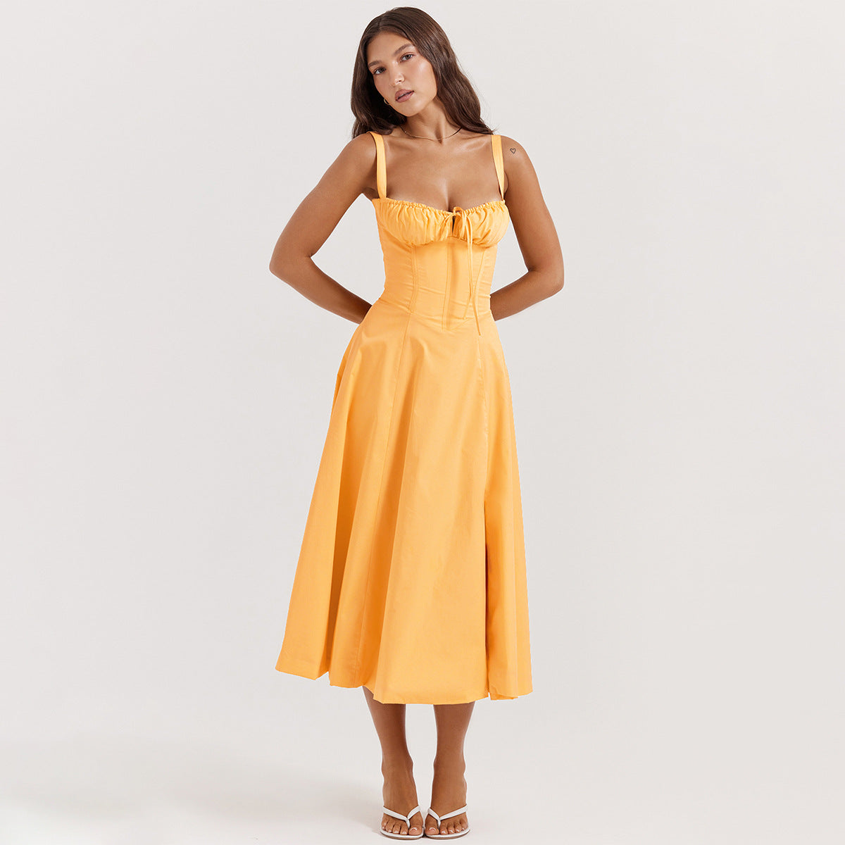 Backless Floral Halter Midi Dress